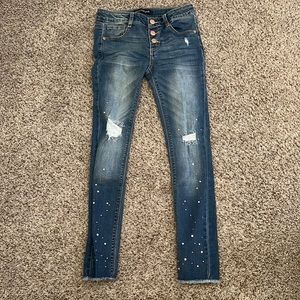 Girls Stretchy Jeans with Rhinestones- size 10 EUC